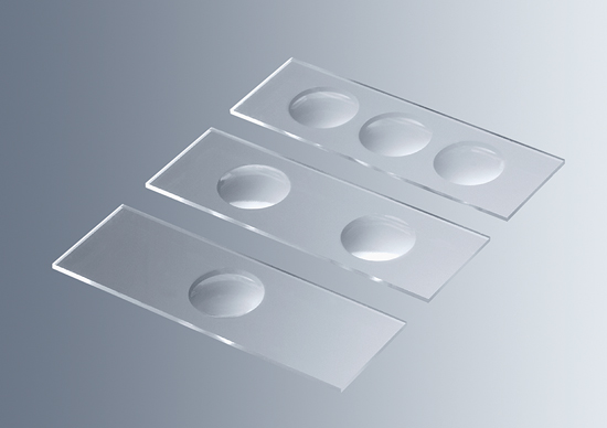 Microscope slides with cavities